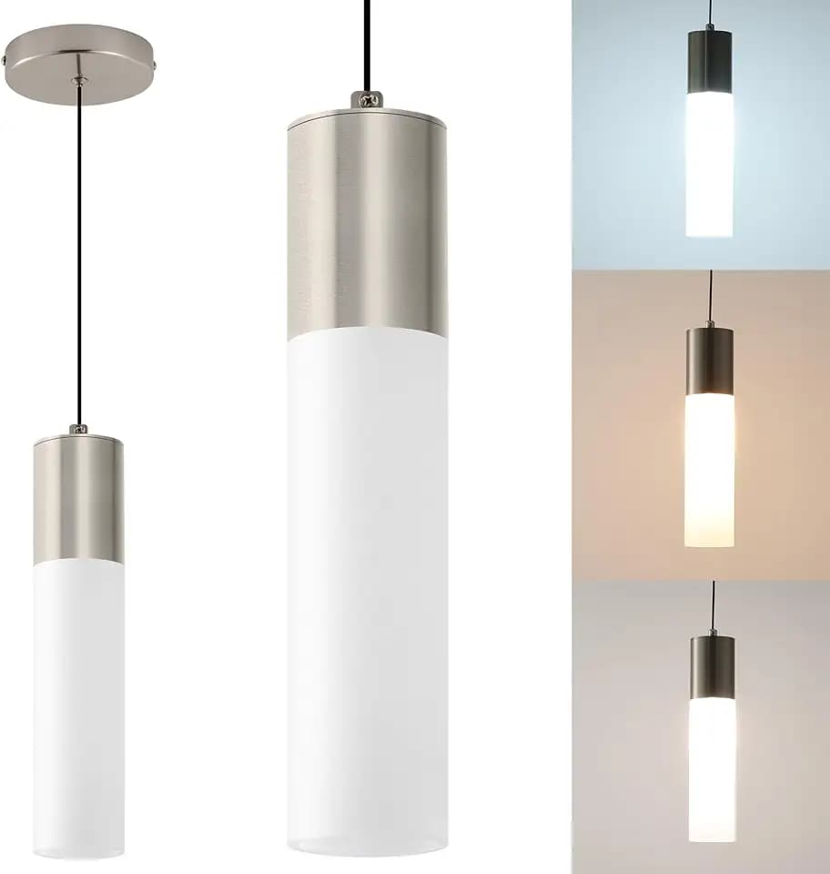 LED Kitchen Pendant Lighting Over Sink 1-Light Brushed Nickel 3000K-6000K