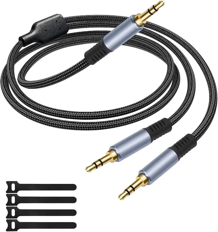 1/8" TRS Stereo Splitter Cable for Headphone, PC Laptop, Perfect for Switching or Two Sets of Speakers (1/8" TRS Stereo Male to Dual Male, 3.3FT-Splitter 20cm)