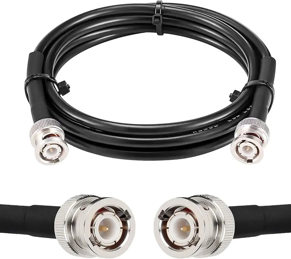 MOOKEERF BNC Cable - 6FT RG58 50 ohm Male to Male Coax Cables Low Loss BNC Extension Coaxial Cable with for Antennas, RF Radios, Modems, Oscilloscopes, Spectrum, etc (Black)