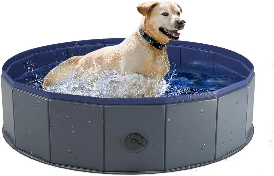 Niubya Foldable Dog Pool, Collapsible Plastic Dog Swimming Pool, 40x12in