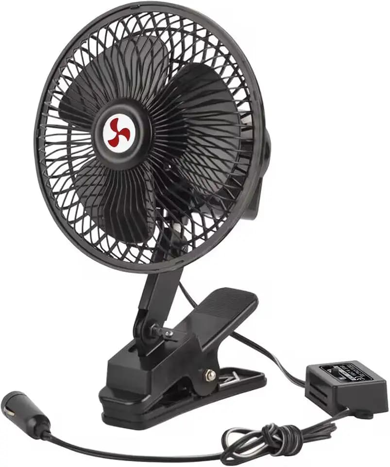 12V 6-Inch Oscillating Clip Fan for Car, Truck, RV