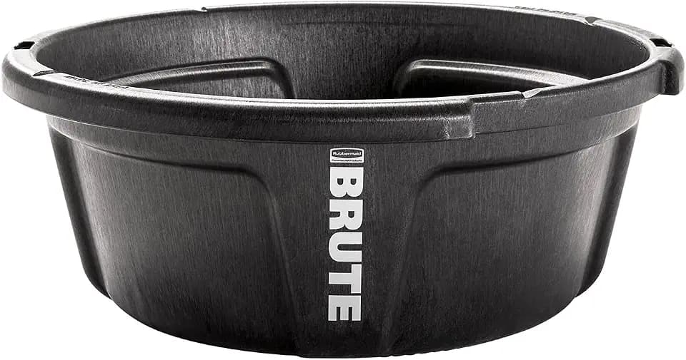 Rubbermaid Commercial Products Brute 6-Gallon Animal Pan Feeder, RigidCell Construction, Stackable Livestock Feed Bowl, Made in USA