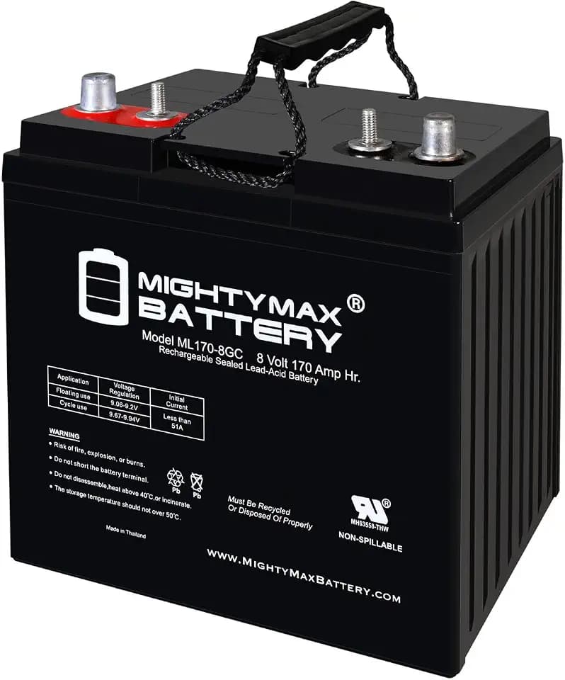 Mighty Max Battery 8V, 170Ah, AGM, Dual Terminal, Replacement Battery Compatible with Electric Golf Carts