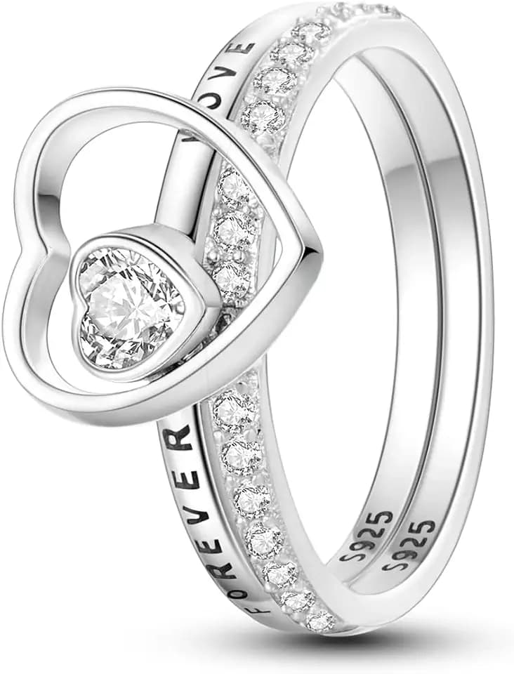 Hapour Damen Silber 925 Ringe Cubic Zirkonia Eternity Bands Stapelbar Vintage Ringe für Frauen