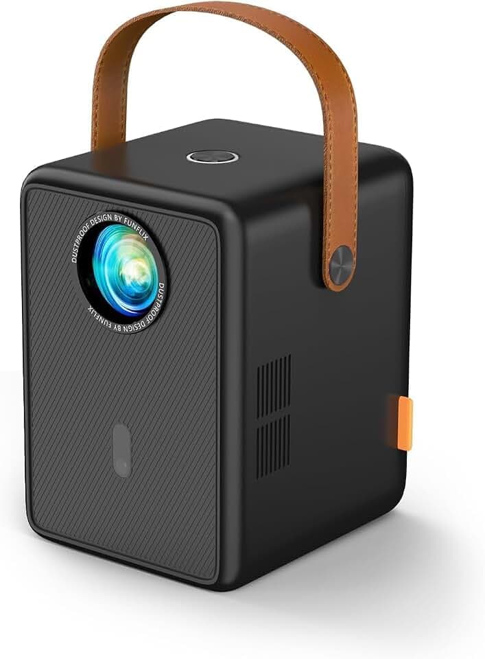 FunFlix G1 Mini-Beamer 5G WiFi & Bluetooth 1080P Full HD 300-Zoll Intelligenter Zoom - Kompatibel mit Smartphone/TV Stick/HDMI/AV/USB【Elektrischer Fokus】