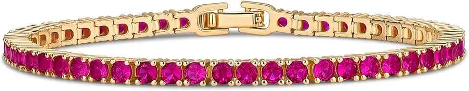 PAVOI Tennis Bracelet for Women, 14K Gold Plated Colorful Cubic Zirconia