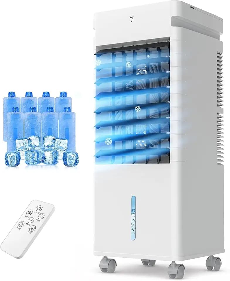 Portable Air Conditioners, 3 Wind Moodes, 12 Wind Speeds, XL Water Tank with 8 Ice Packs, Wide Oscillation, Air Conditioner Portable Swamp Personal Air Conditioner Room Bedroom