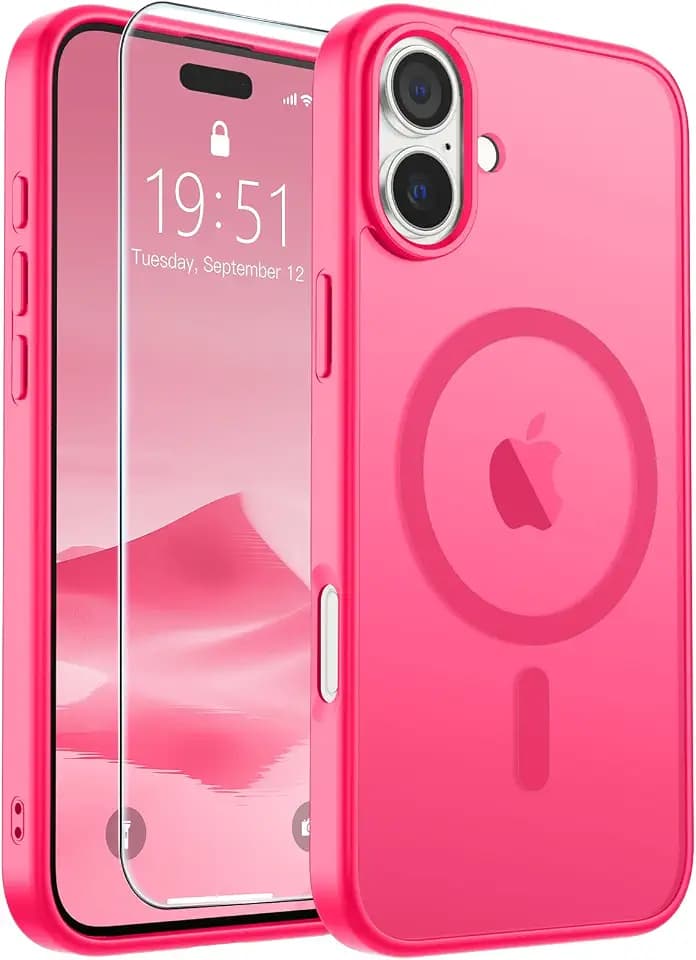 SUPFINE Magnetic for iPhone 16 Case Hot Pink