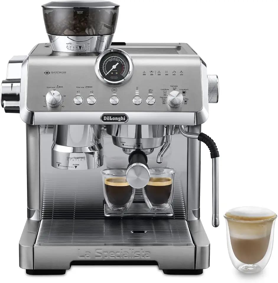 De'Longhi La Specialista Opera - Espressomaschine 5 Getränke Metall | Siebträgermaschine mit Manuellem Milchaufschäumer, Cold Brew, Espresso Cool, Smart Tamping Station, EC9555.M