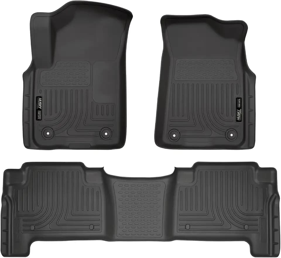 Husky Liners Weatherbeater Floor Mats | Fits 2019-2024 Infiniti QX80/Nissan Armada | Front & 2nd Row, 3-pc Black - 95671