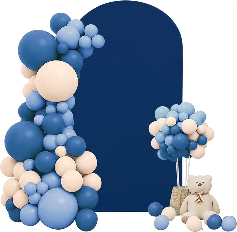 7.2FT Wedding Arch Cover Stretchy Fitted Arch Cover Round Top Stand Covers Double-Side Chiara Cover Backdrop Cover for Wedding Birthday Party Ceremony Baby Shower Decoration(Navy Blue)