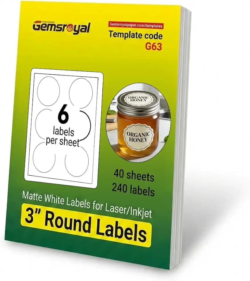 3 Inch Printable Round Labels,240 Blank Circle Labels for Printer