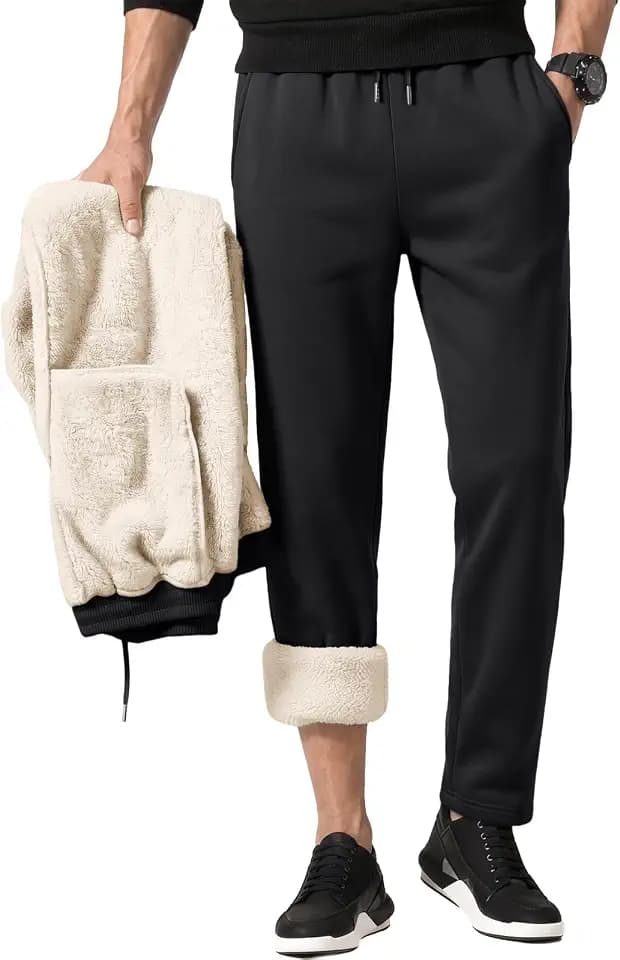 EFAN Men's Sherpa Fleece Lined Sweatpants Winter Thermal Joggers