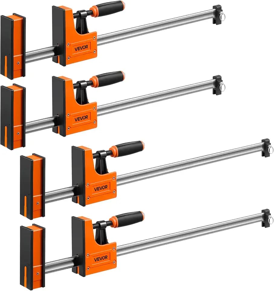 VEVOR Schraubzwingen 4er-Pack, 60,96 cm & 78,7 cm F-Zwingen, 500 kg Klemmzwingen, 2-fach Klemm-/Spreizfunktion, Weiche Gummifüße, Stange aus Kohlenstoffstahl, für Holz- & Metallbearbeitung