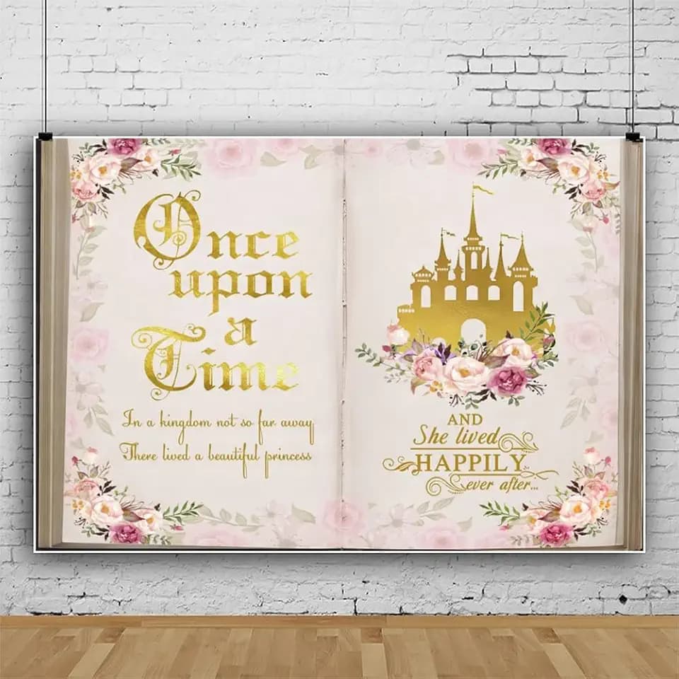 Leowefowa 10x8ft Once Upon a Time Backdrop for Photography Fairy Tale Books Opening Background Ancient Castle Colorful Floral Romantic Story Birthday Wedding Party Banner Decor Studio Prop