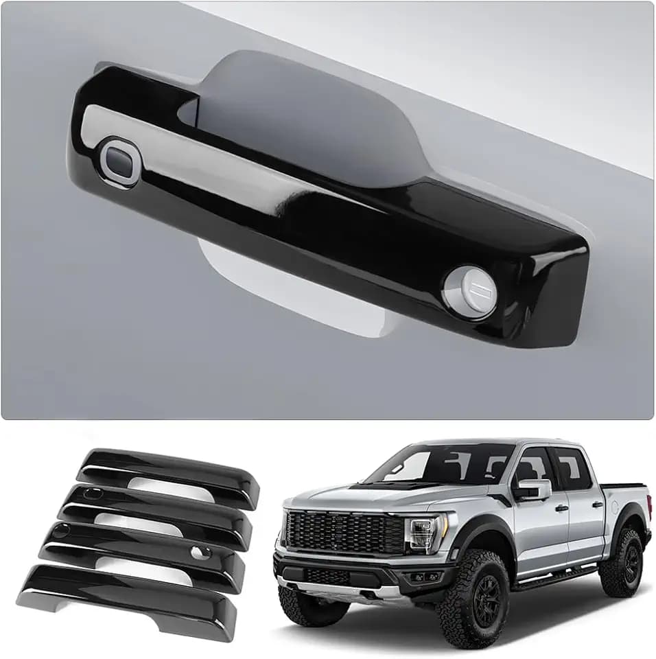 Car Door Handle Cover for Ford F-150 2021-2026，F-250 Super Duty 2023-2026，F-350 Super Duty 2023-2026 Auto Exterior Accessories Handle Protectors Covers Wrap Decoration ABS Gloss Black