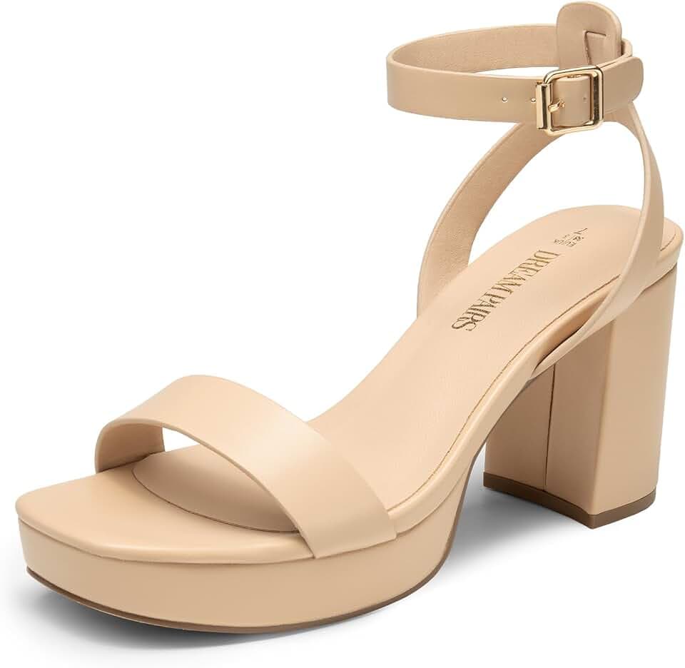 DREAM PAIRS Heels for Women Chunky Block Platform Sandal