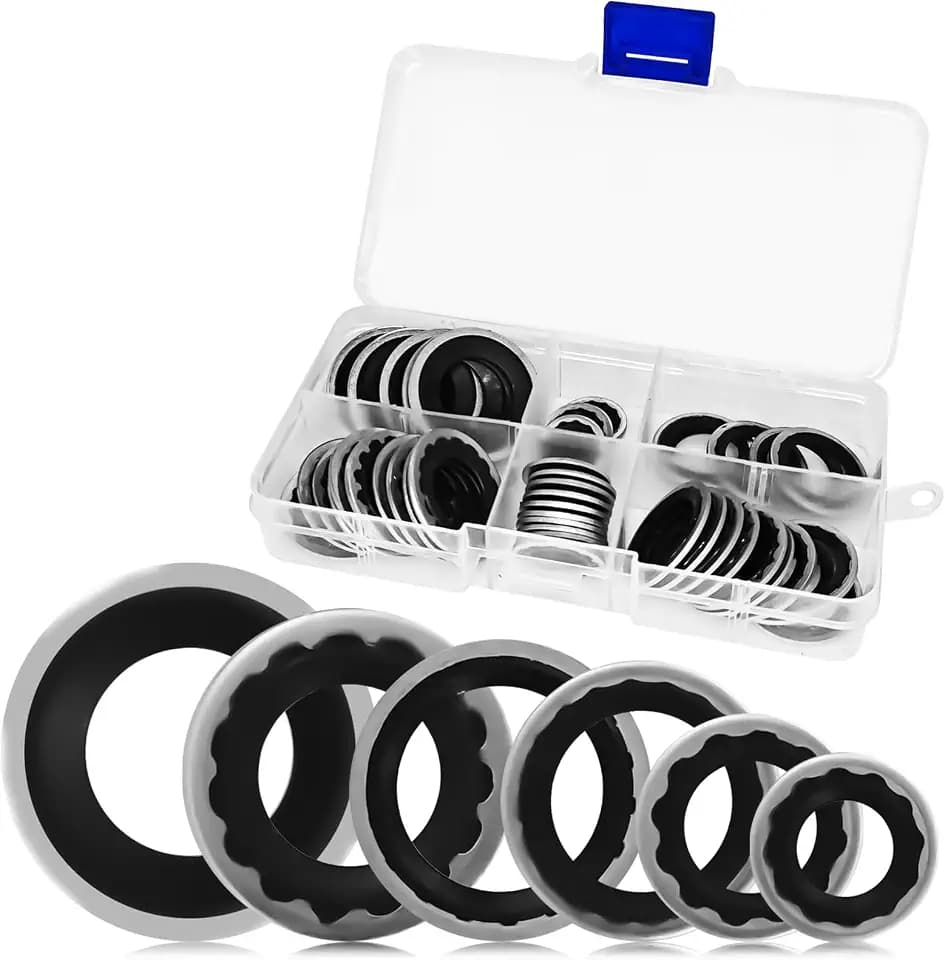 45PCS AC Gasket Sealer AC O Ring Seal Kit A/C Compressor Gasket O-Ring Port Seal Washer Kit Seal Gasket Assortment for Fixing Car Air Conditioning Compressor,Bumper,Door Panel,Cooling Pump