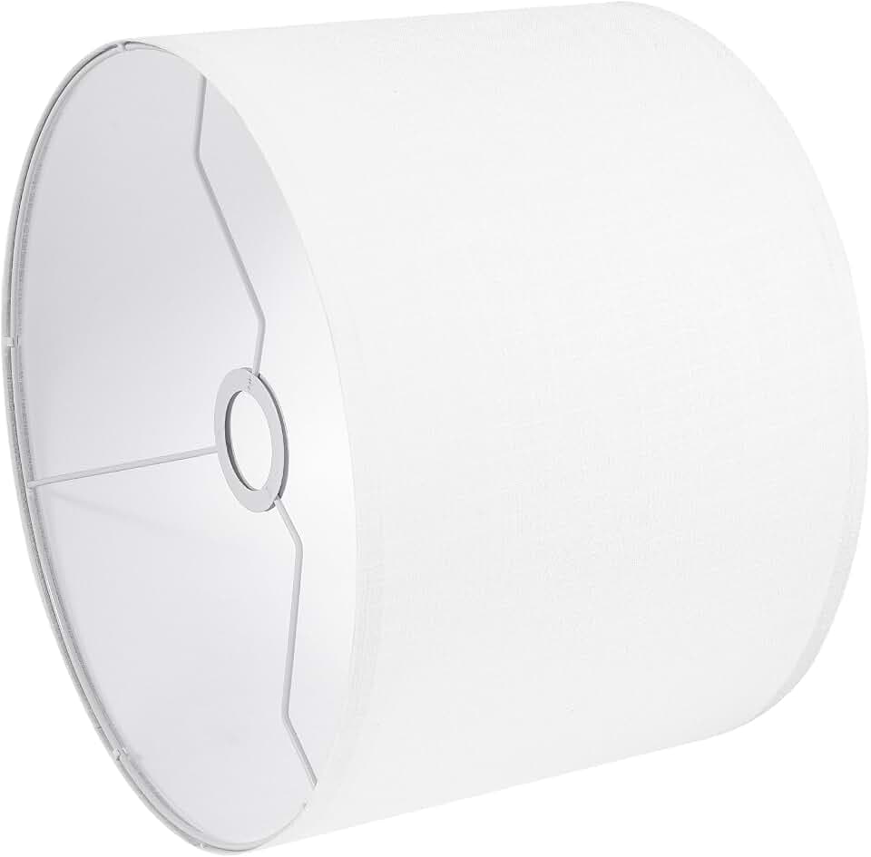 White Lamp Shade, Small Drum Lampshade 8.7" Top x 8.7" Bottom x 8.8" High (Spider), Replacement Lamp Shade Natural Linen Hand Crafted for Table Lamps Floor Lamps Chandelier Lamp, Assembly Required