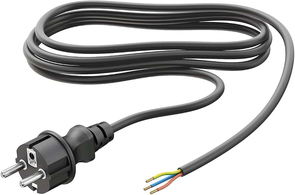 ledscom.de Schukostecker Typ F mit Außenkabel, 2 m, schwarz, 3 x 1,5 mm²