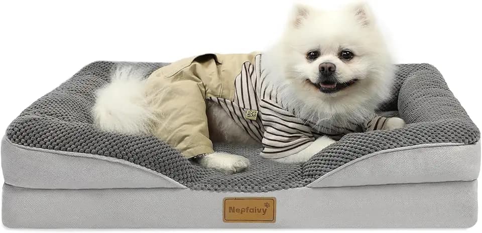 Nepfaivy Orthopädisches Hundebett Kleine Hunde, 76x55cm Hundekorb Waschbar