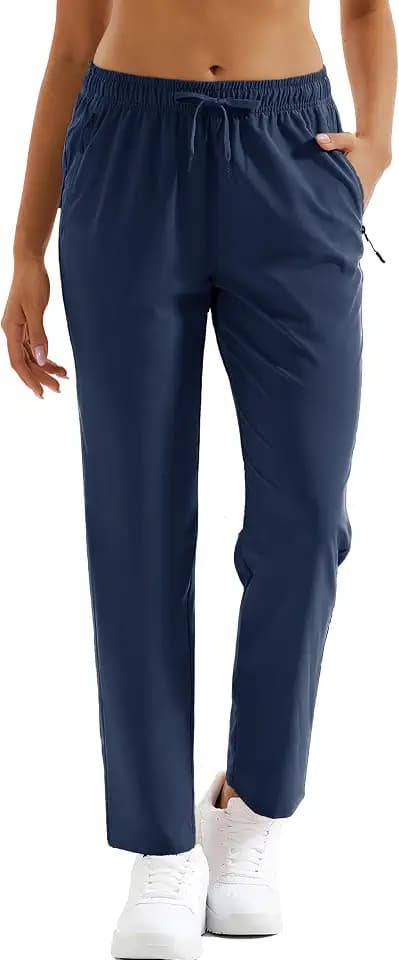 MAGCOMSEN Women's Hiking Pants Lightweight Quick Dry UPF 50 Water Resistant Elastic Waist Golf Travel Pants Zip Pockets