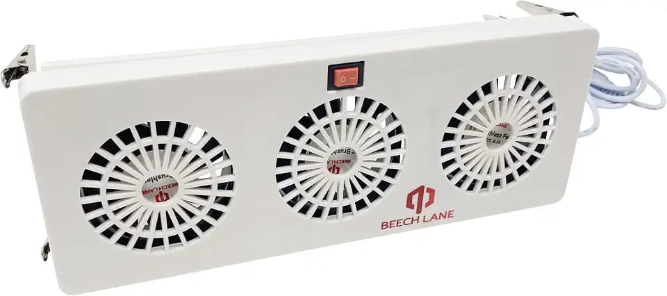 Beech Lane 12V Refrigerator Evaporator Fin Fan, Patent Pending, Three Fans Maximize Airflow, Attaches to Evaporator Fins, Prevents Ice Buildup, Wired Connection for Constant Power