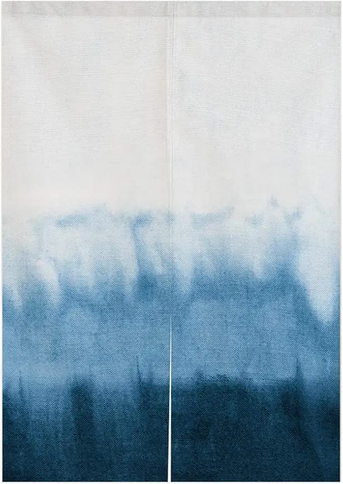 Japanese Indigo Noren Doorway Curtain Tapestry Shibori Tie Dye Pattern Door Curtain Rustic Boho Ethnic Room Divider Home Decoration, 29 x 35 inches