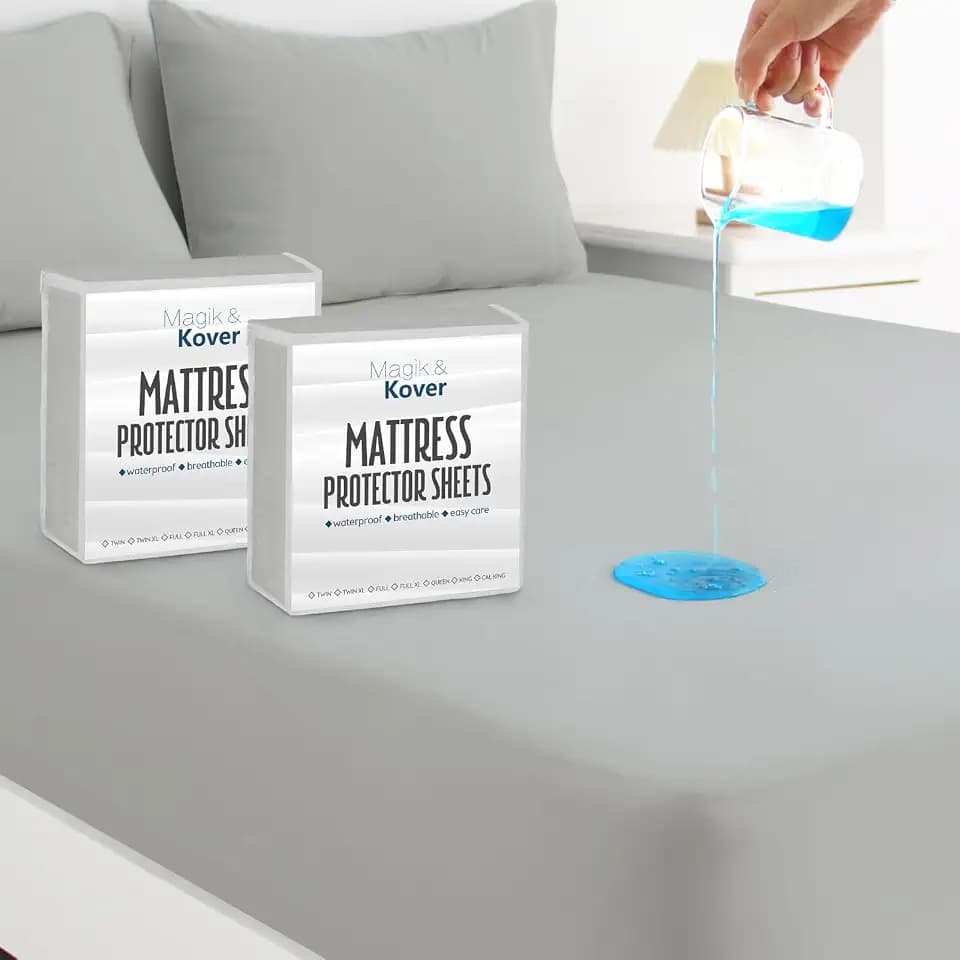 Twin Mattress Protector Cover 2 Pack, Waterproof Bed Twin Fitted Sheet