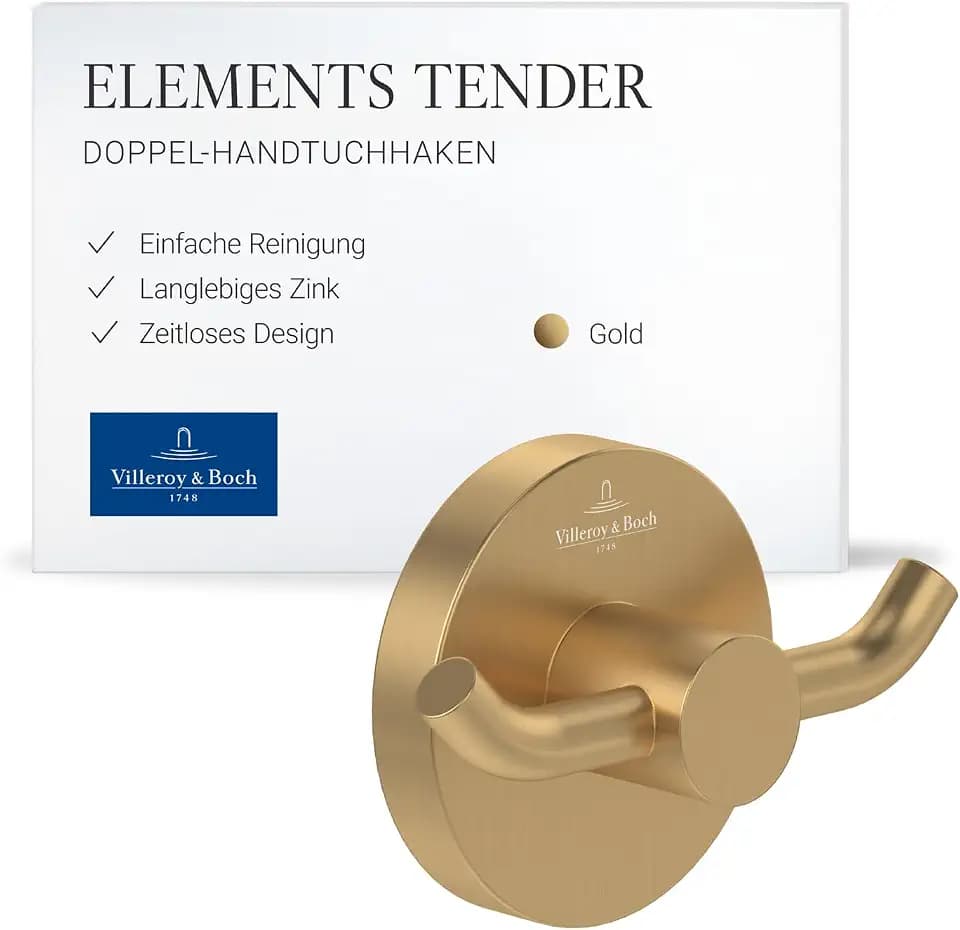Villeroy & Boch Elements Tender Doppel-Handtuchhaken, rund – Gold