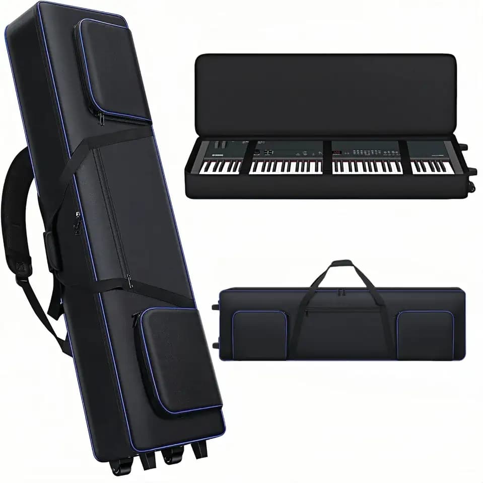 88 Key Keyboard Case with Wheels,Rolling Soft Gig Bag (53"x14.5"x7")