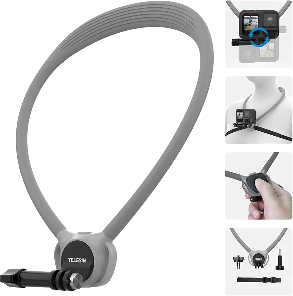 TELESIN SE 2.0 Halshalterung mit Luftpolster für GoPro/DJI/Insta, Grau