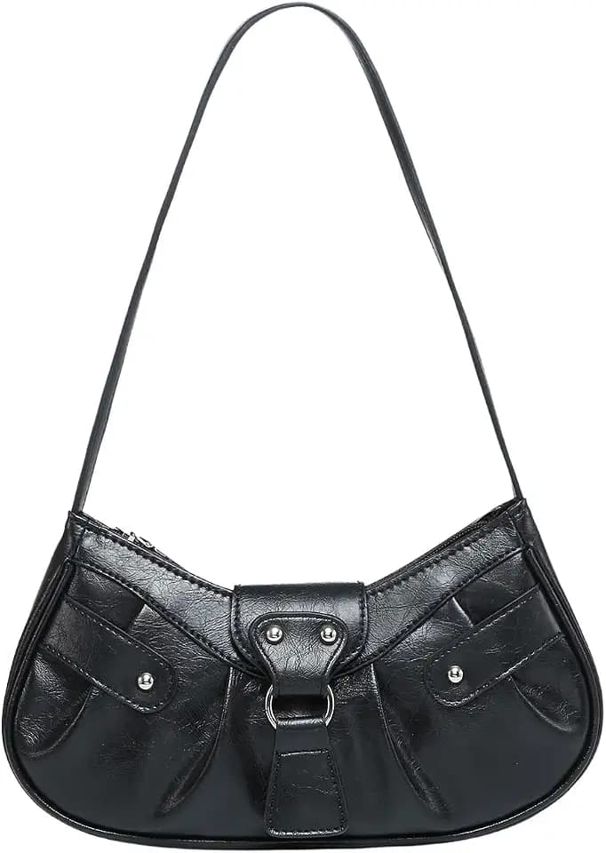Verdusa Women's Pleated Shoulder Bag PU Leather Clutch Handbag