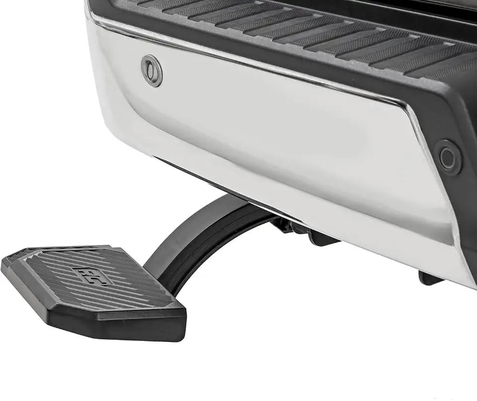 Rough Country Manual Retractable Bed Step for Ford F-150 (2021-2026) & Lightning (2022-2026) - 6" Wide Non-Slip Aluminum TailgateStep, 330 lb Capacity, Easy Bolt-On Install