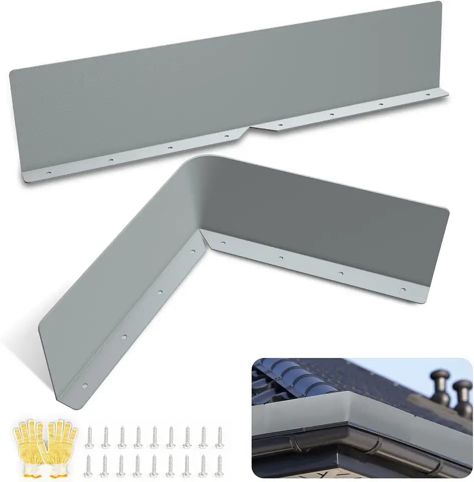 Rain Diverter Roofing Gutter Guards, 2 Pack 15.7 x 3.54 x 0.74 Inches Gutter Splash Guard Valley Downspout Roof Foldable Drip Guard for Corner House (Gray)