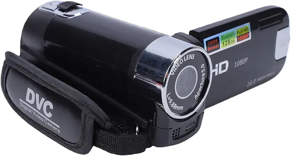 Handheld Video Camcorder FHD 16x Digitalzoom, Trabar DV Digital Kamera mit COMS Sensor, Eingebautem Lautsprecher, 270° Drehbildschirm, Videokamera(Schwarz)
