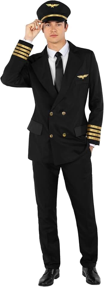 Morph Pilot Kostüm Herren, Piloten Halloween Kostüm Herren