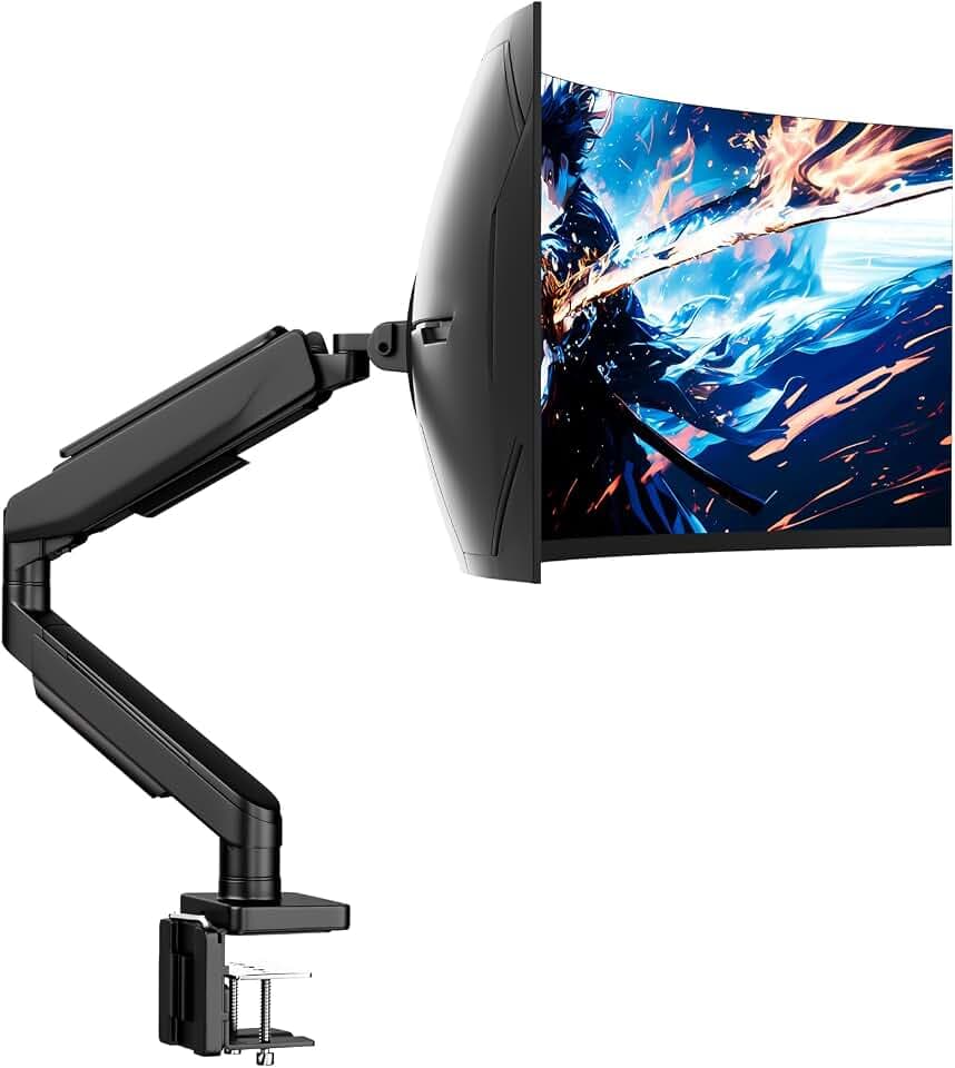 Monitor Tischhalterung für 17-49 Zoll LED LEC Bildschirm, Gasfeder Monitorhalterung Höhenverstellbar Schwenkbar Neigbar Einarmig Monitor bis zu 2-20 kg, VESA 75/100 mm
