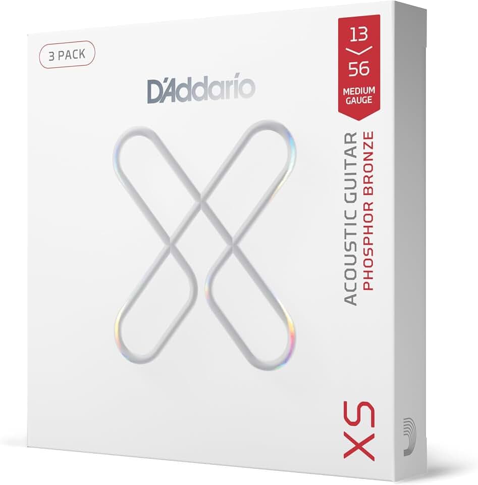 D'Addario XS Phosphor Bronze Beschichtete Akustikgitarrensaiten 13-56, 3 Sätze