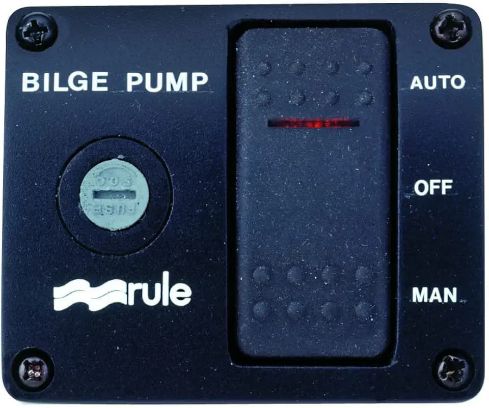 Rule 43 Marine Deluxe Plastic Rocker Panel Switch (12-Volt) , Black, 2-7/8" W x 2-3/8" H