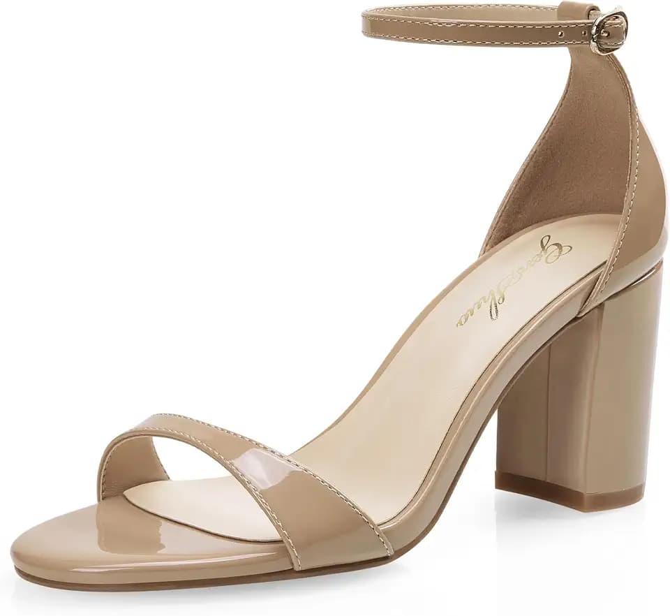 GENSHUO Women's Chunky Block Heel Sandals Open Toe Strappy Dress Shoes