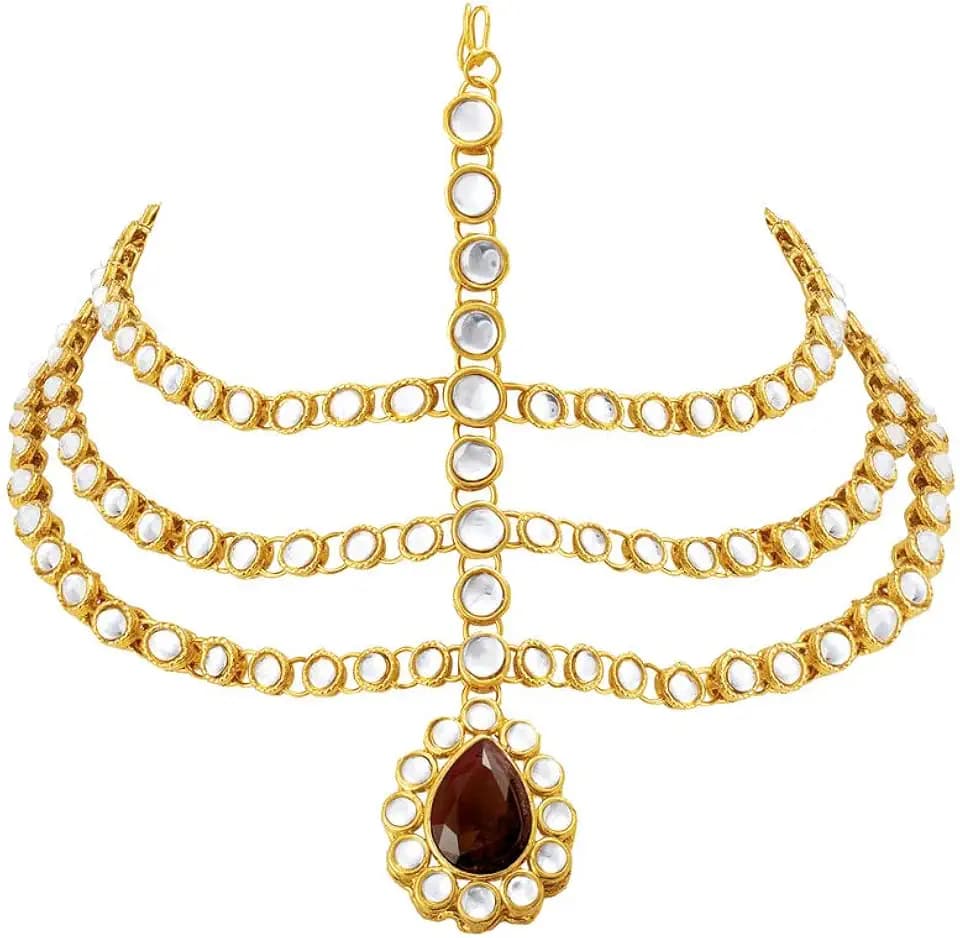 Aheli Indian Traditional Bollywood Faux Pearls Maang Tikka Matha Patti