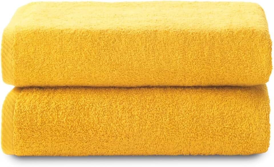 Top Towel - Plus - Große Badetücher - Badetücher - 2 Duschtücher - 70x140 cm - 100 % Baumwolle - Gold