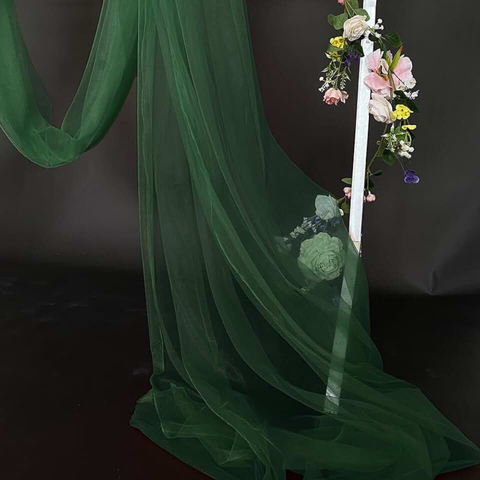 10m x 160cm Soft Tüllstoff,Tüll Stoffe zum Nähen,Netzstoff Dekostoff Drapierstoff für Arbor Hochzeit Vorhang Hochzeitsbogen Freihanddeko Torbogen Zeremonie Party Dekor Kleid Tüllrock,Dunkelgrün
