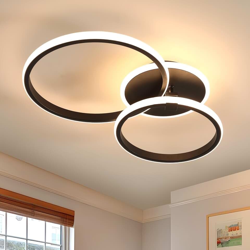 Comely Deckenlampe LED 42W 4700LM Moderne Runde Deckenleuchte Schwarz 3000K