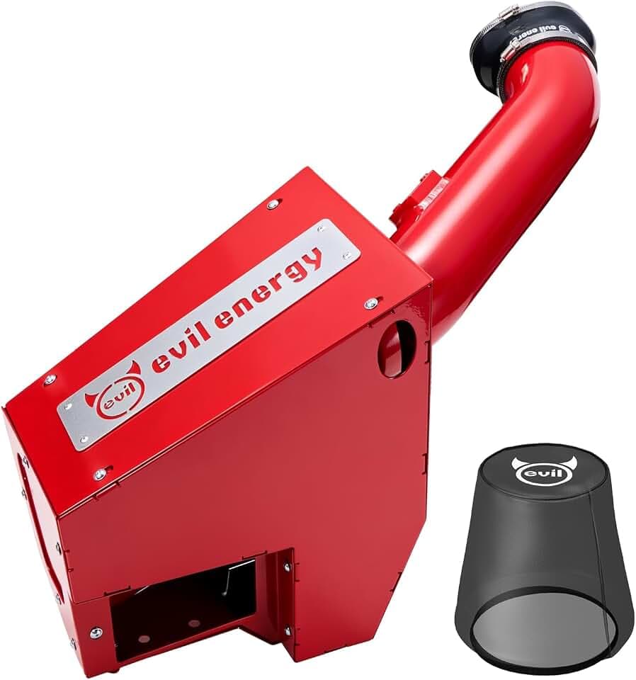 EVIL ENERGY Cold Air Intake Compatible for 2011-2016 Ford F-250/F-350/F-450 Powerstroke 6.7L, Includes Heat Shield & Pre-Filter, Red
