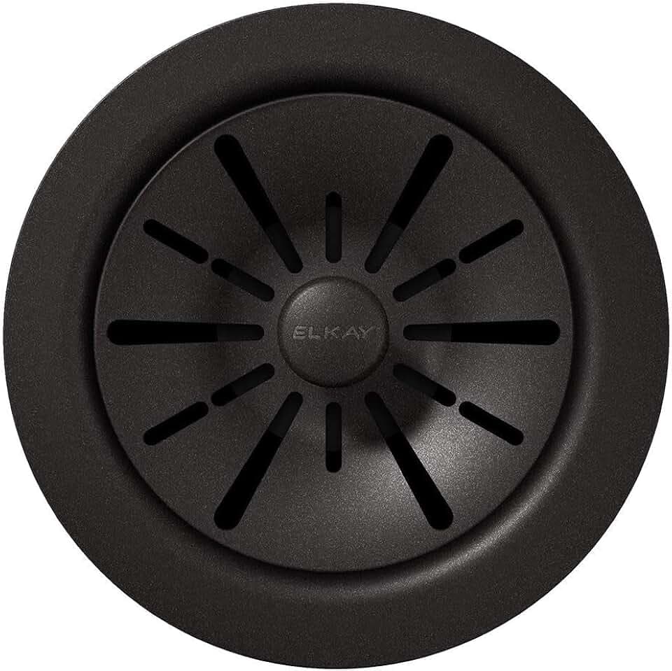 Elkay LKPDQD1BK Quartz Perfect Drain 3-1/2" Polymer Disposer Flange with Removable Basket Strainer and Rubber Stopper Black