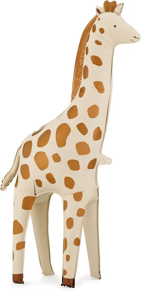 PartyDeco® FB391 Folienballon Giraffe 114x49cm stehend mit Luftfüllung - Ballon mit Standfuß - Luftballon Geburtstag Safari Tierballon - Ballon für Feste - Braun Beige