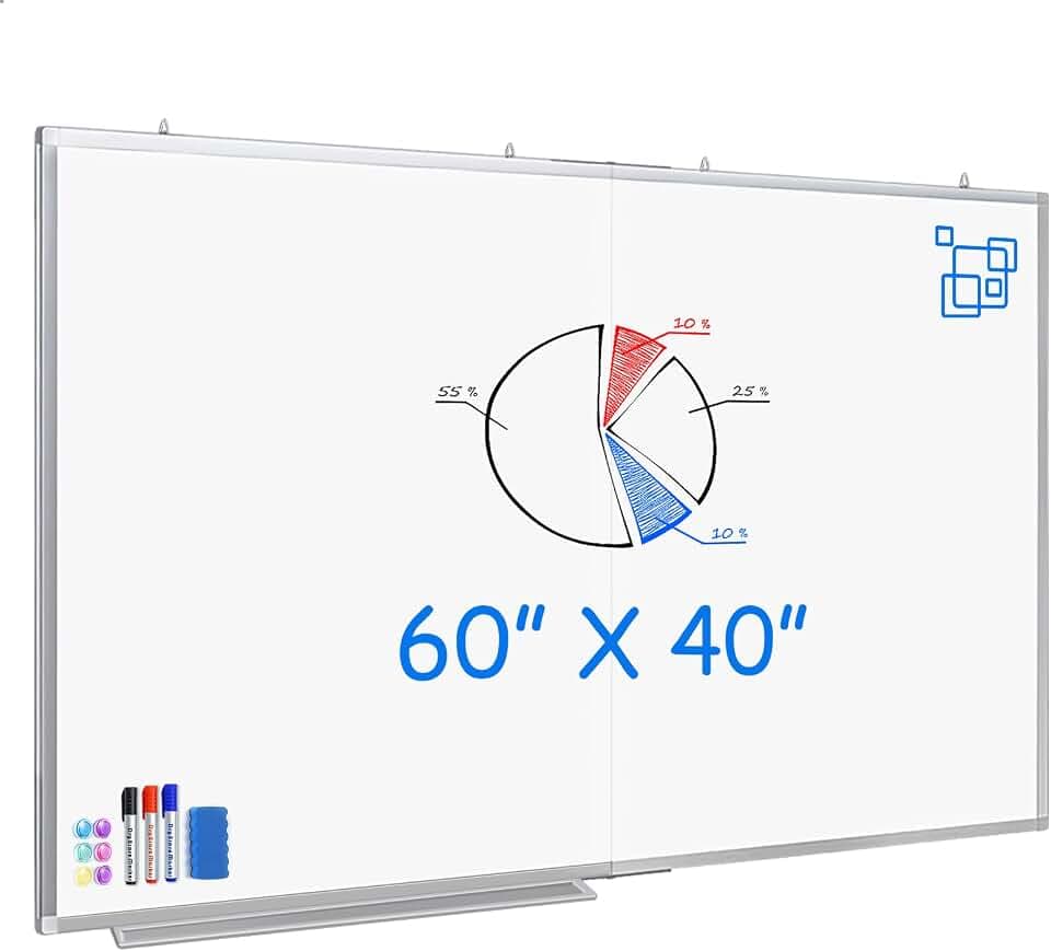 Maxtek White Board Dry Erase 60x40, Large Magnetic Whiteboard for Wall
