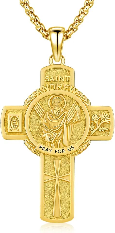 925 Sterling Silver Patron Saint Amulet Necklace for Men Women